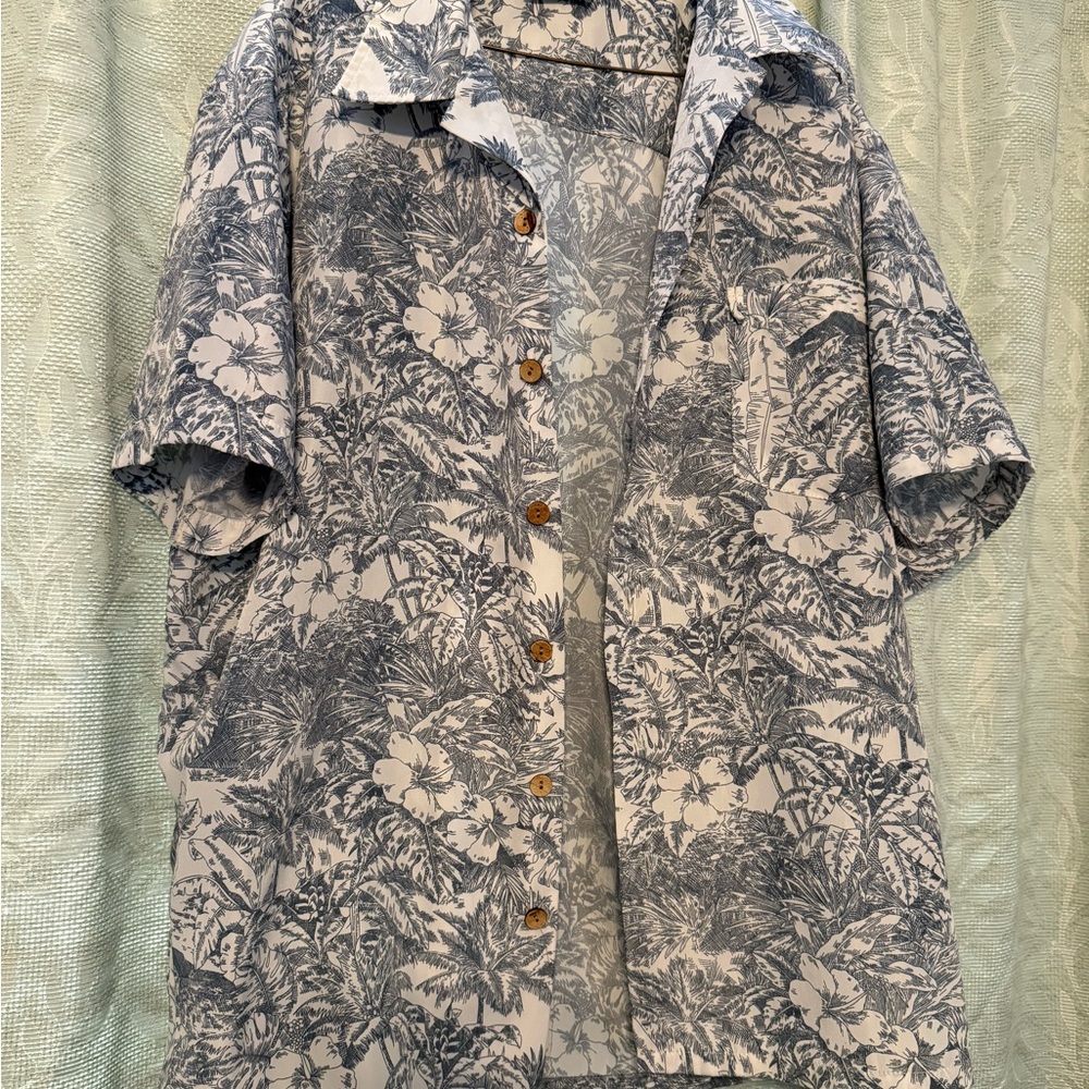 Men's Blue Floral Casual Button Down Shirt